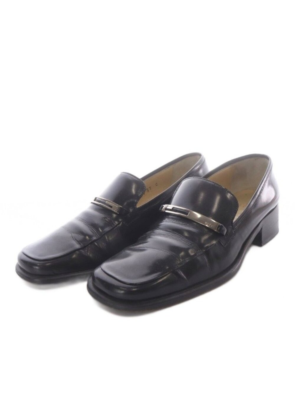 Gucci Loafers Chunky Heel Leather 37c Black